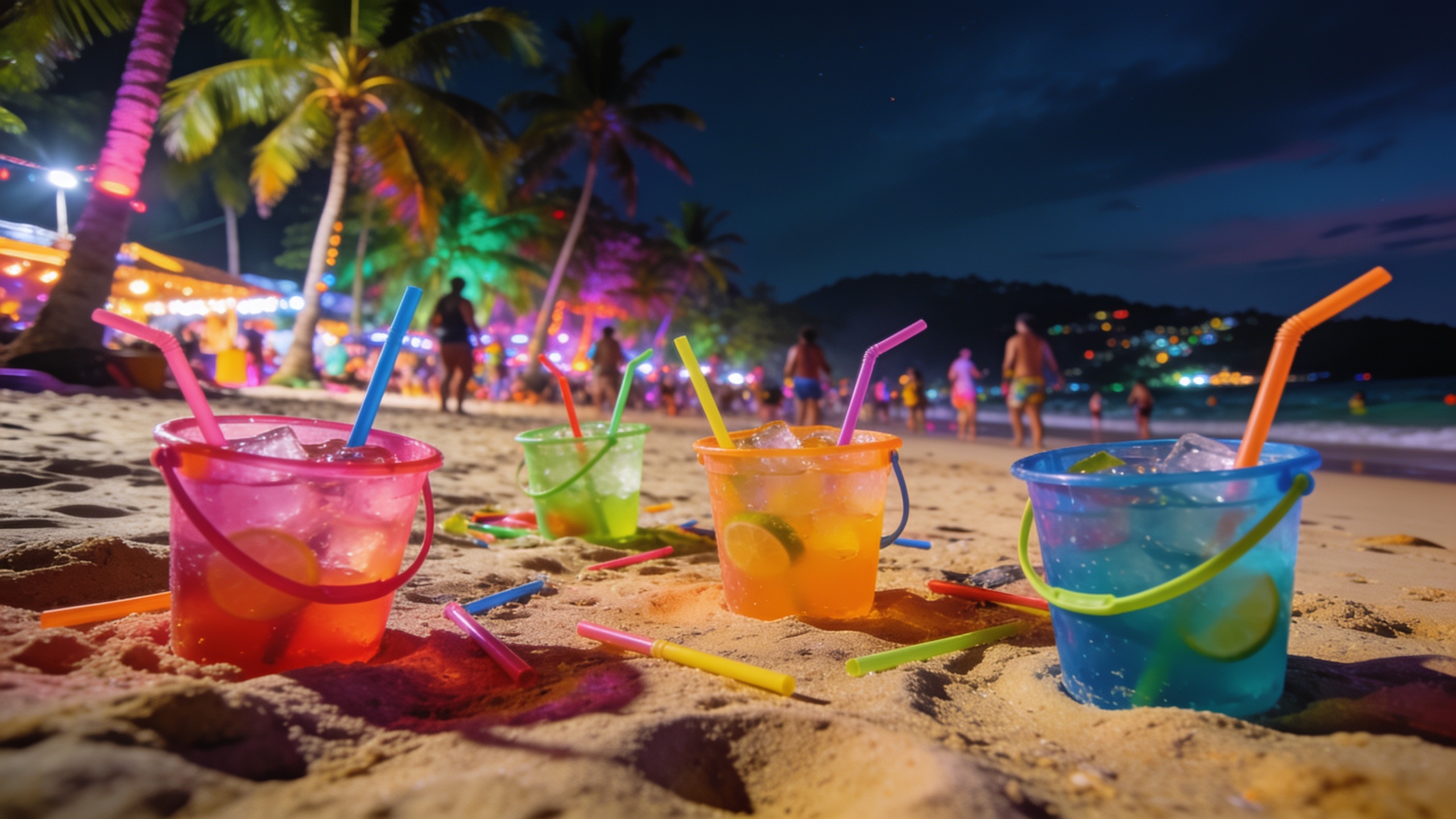 Full moon party koh phangan &ndash; buckets und getr&auml;nke am strand